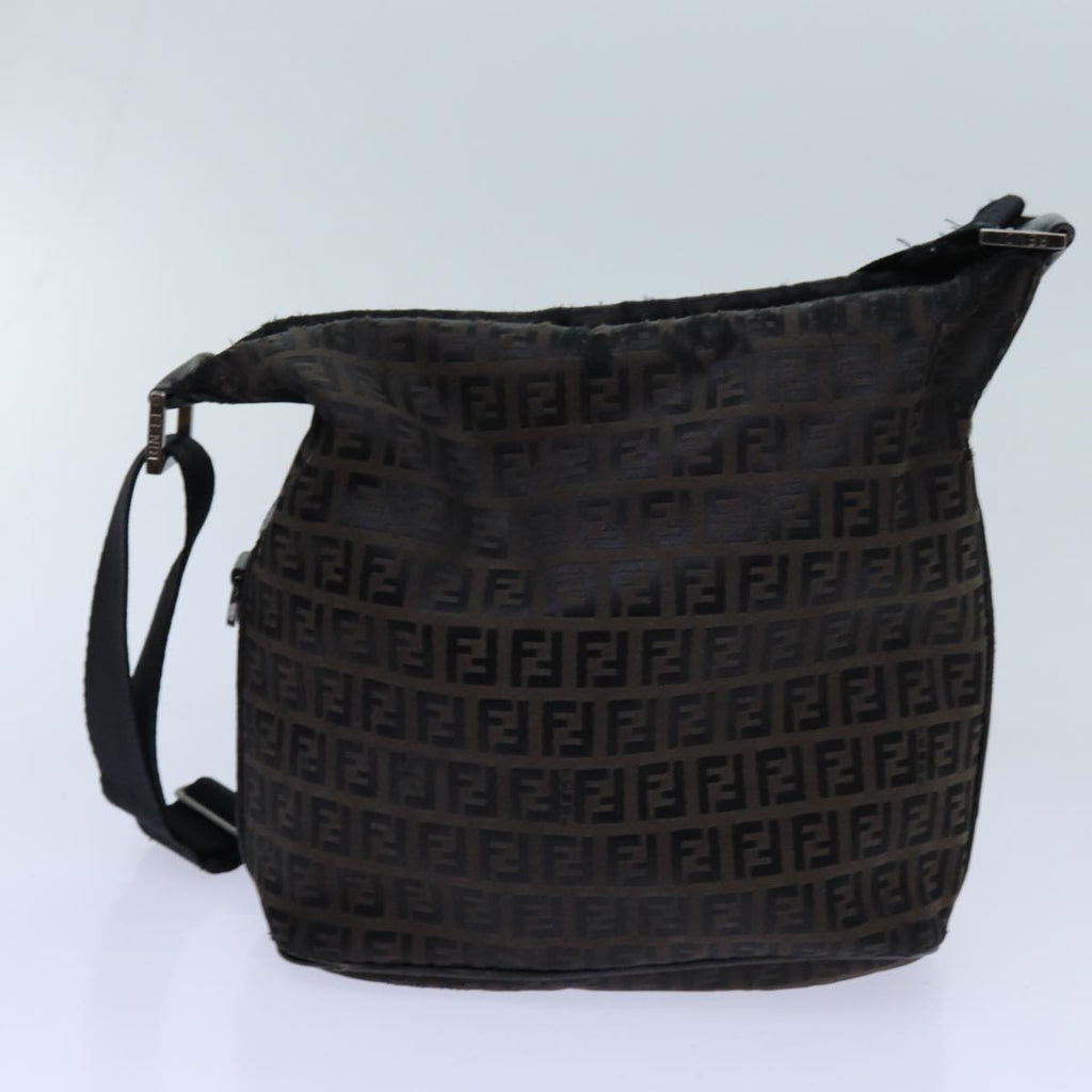FENDI Zucchino Canvas Shoulder Bag 2Set Black Brownti1610