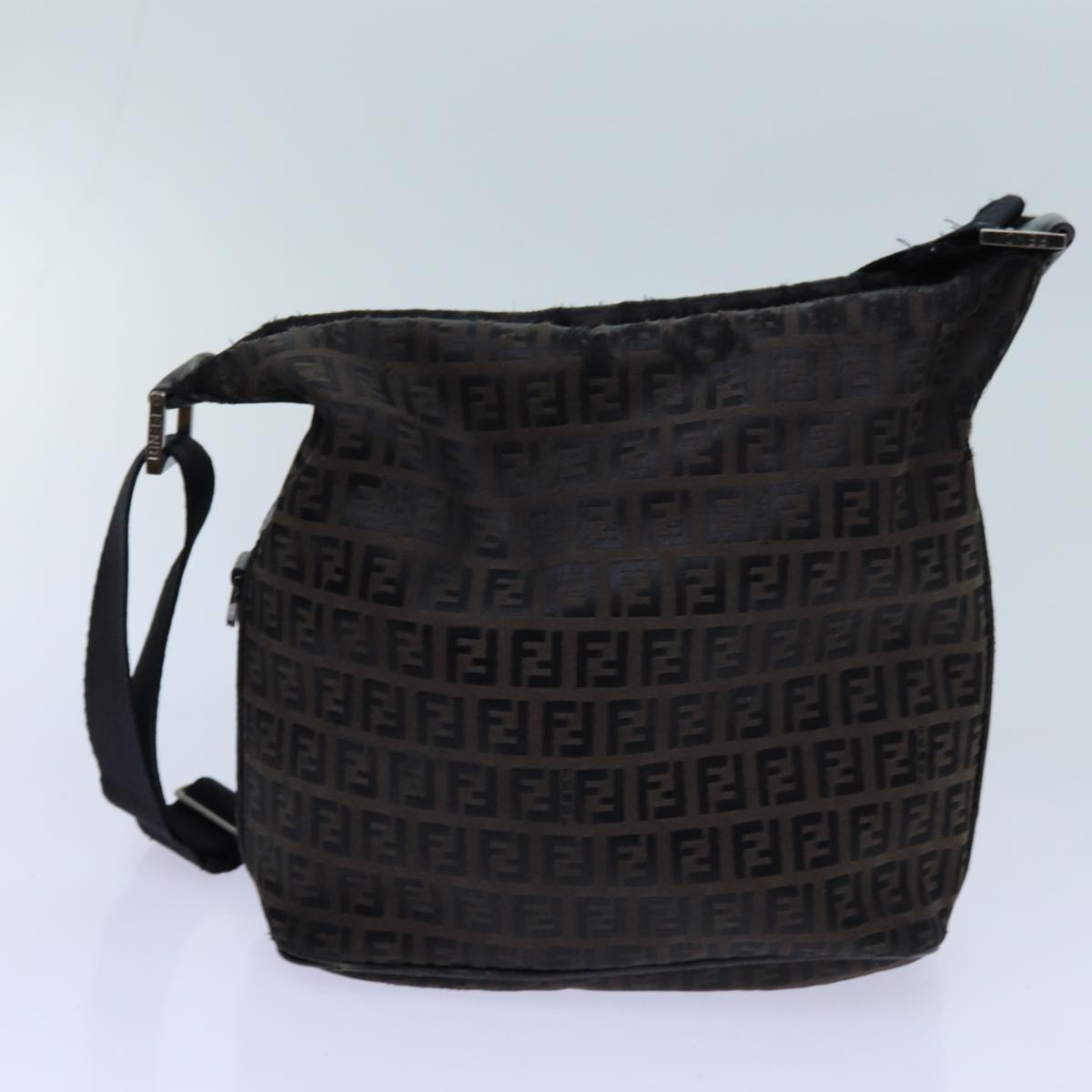 FENDI Zucchino Canvas Shoulder Bag 2Set Black Brownti1610