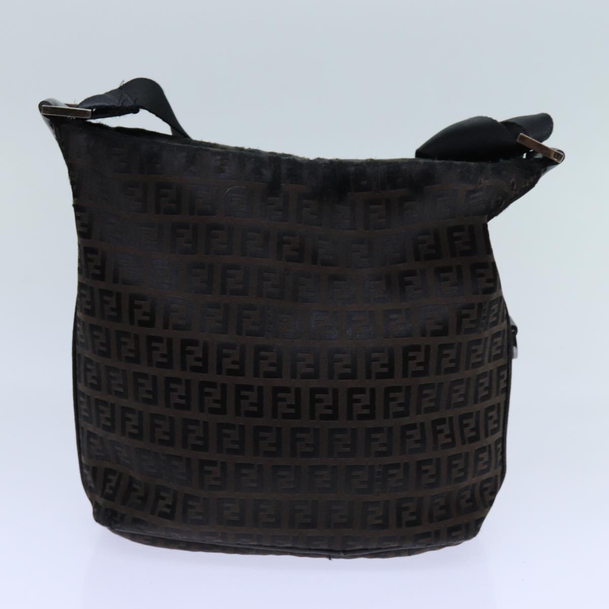 FENDI Zucchino Canvas Shoulder Bag 2Set Black Brownti1610