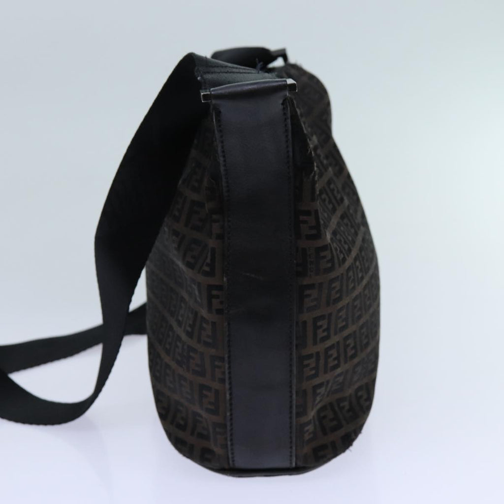 FENDI Zucchino Canvas Shoulder Bag 2Set Black Brownti1610