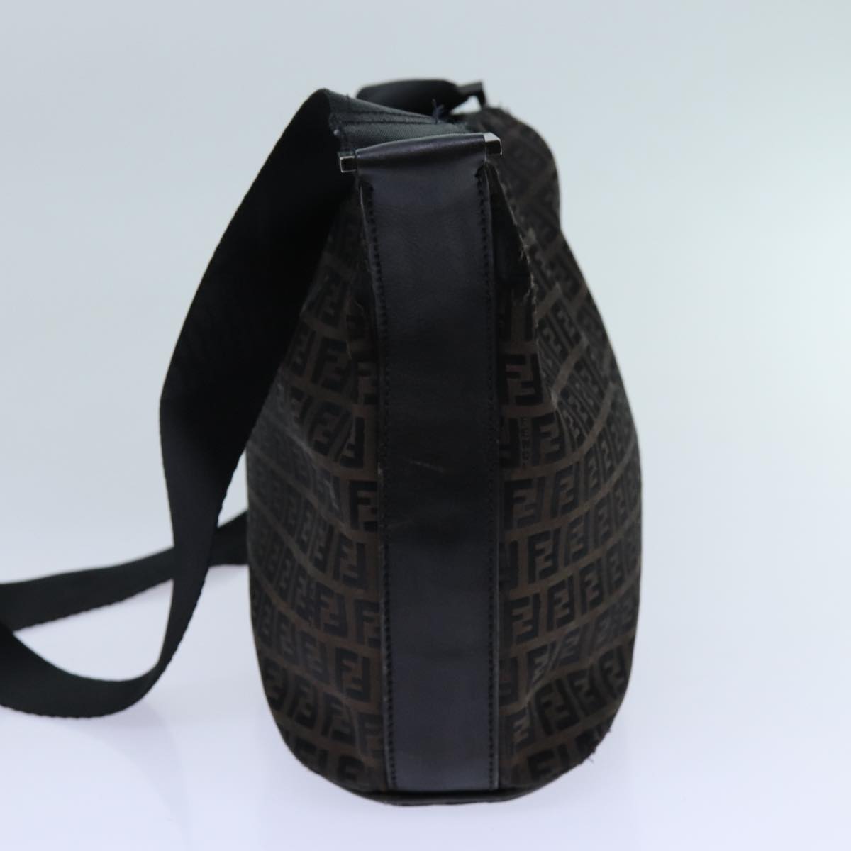 FENDI Zucchino Canvas Shoulder Bag 2Set Black Brownti1610