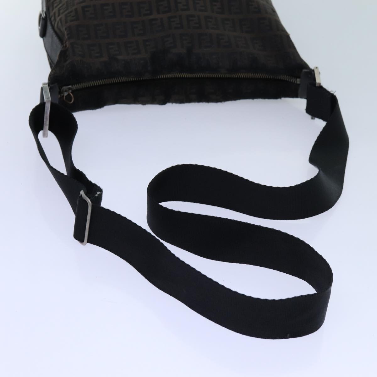 FENDI Zucchino Canvas Shoulder Bag 2Set Black Brownti1610
