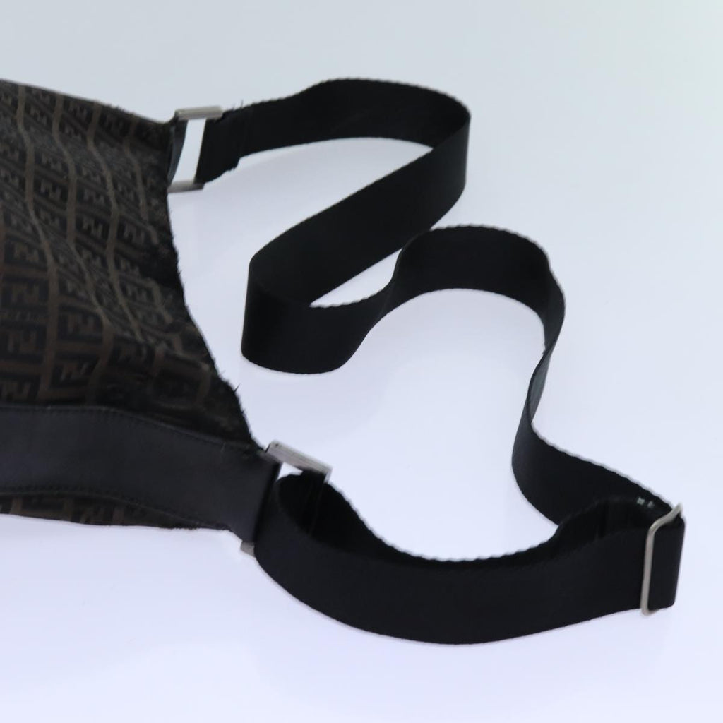 FENDI Zucchino Canvas Shoulder Bag 2Set Black Brownti1610