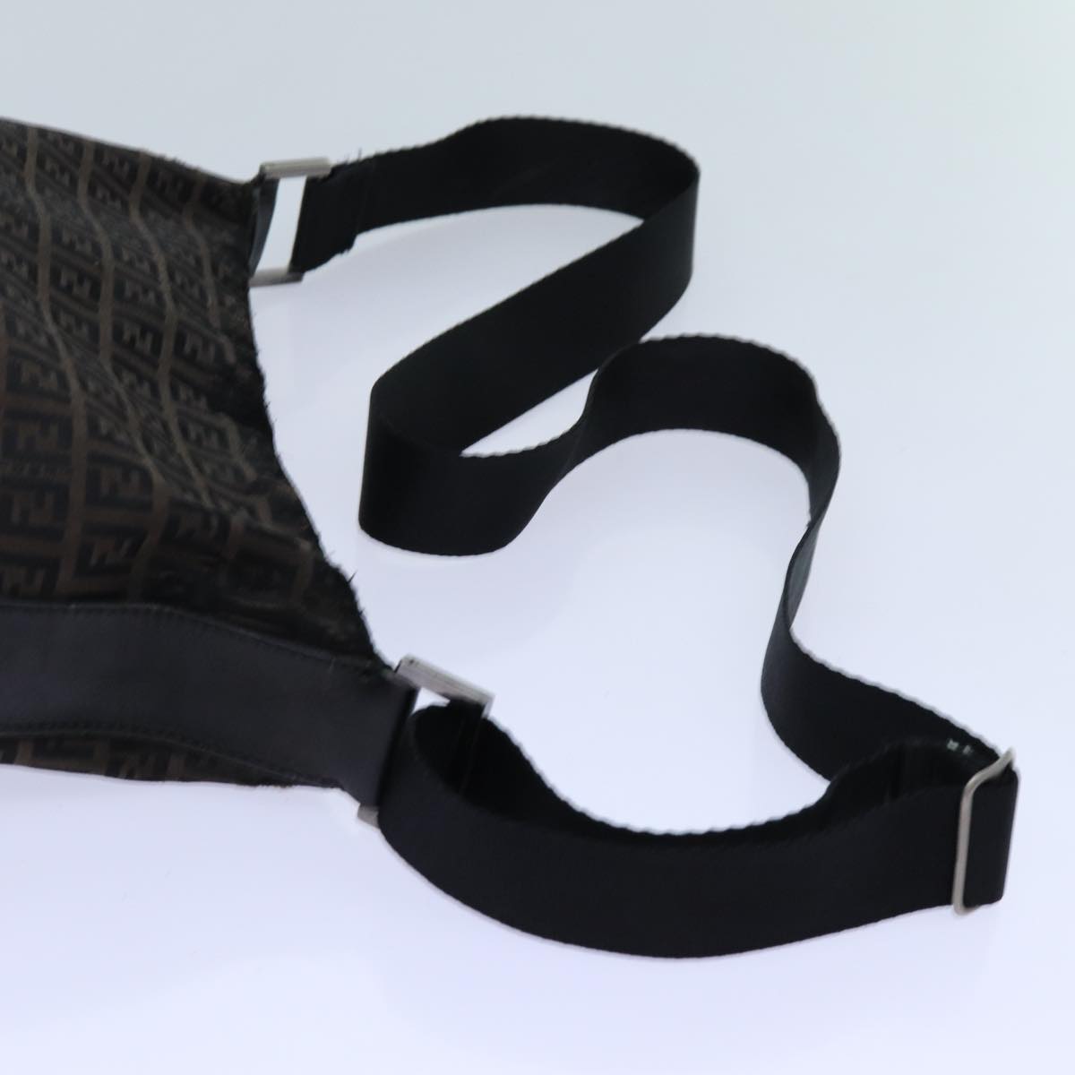 FENDI Zucchino Canvas Shoulder Bag 2Set Black Brownti1610