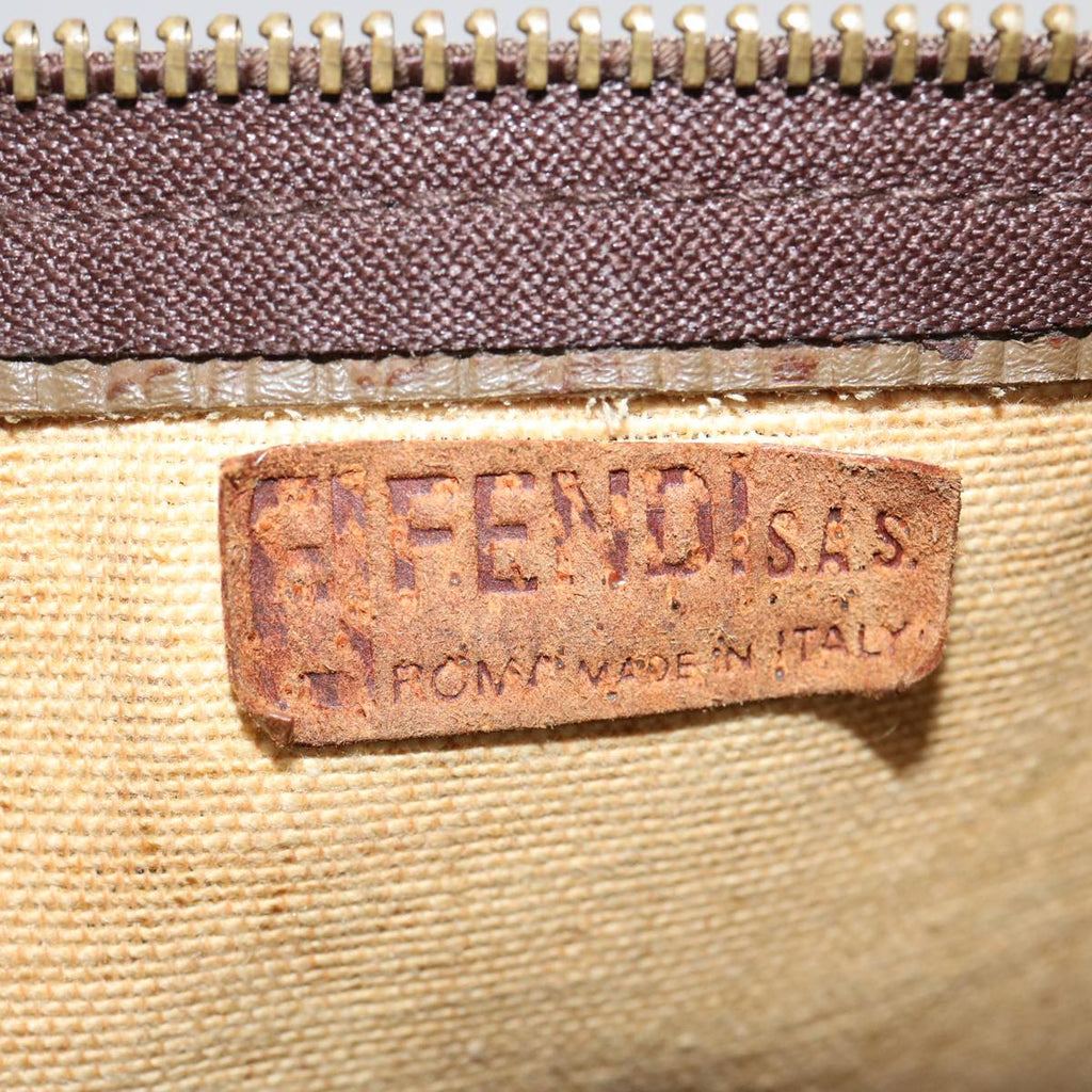 FENDI Zucchino Canvas Hand Bag 3Set Beige Brownti1666