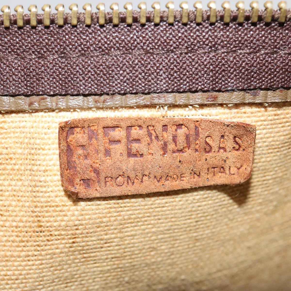 FENDI Zucchino Canvas Hand Bag 3Set Beige Brownti1666