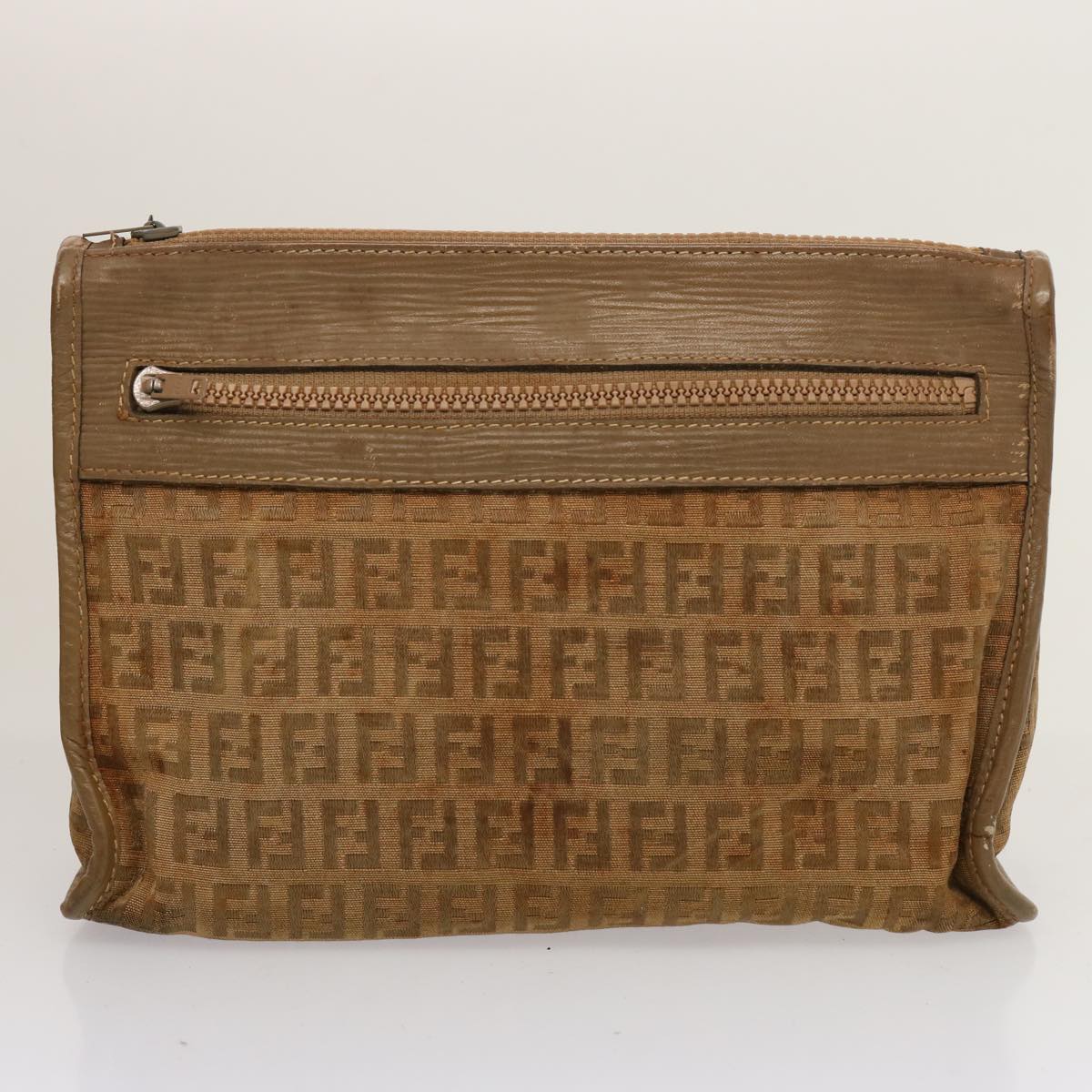 FENDI Zucchino Canvas Hand Bag 3Set Beige Brownti1666