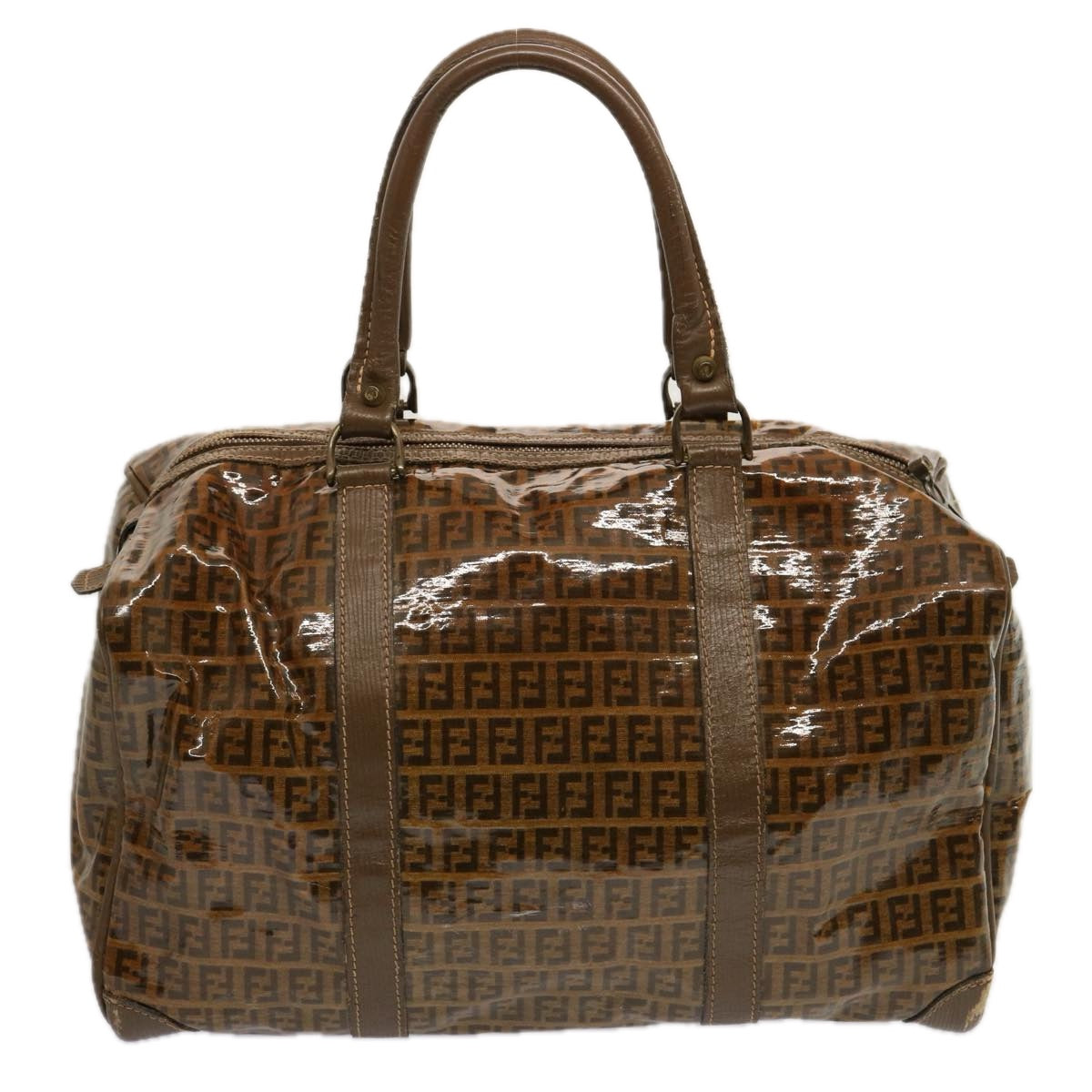 FENDI Zucchino Canvas Hand Bag 3Set Beige Brownti1666