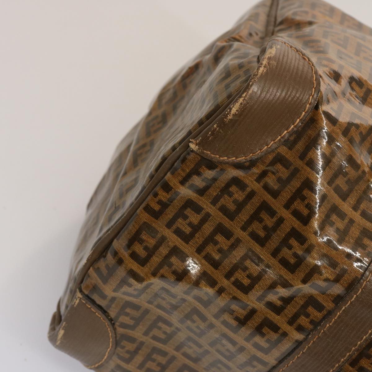 FENDI Zucchino Canvas Hand Bag 3Set Beige Brownti1666