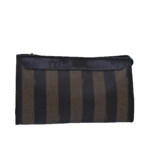 FENDI Pecan Canvas Clutch Bag Black Brownti1705