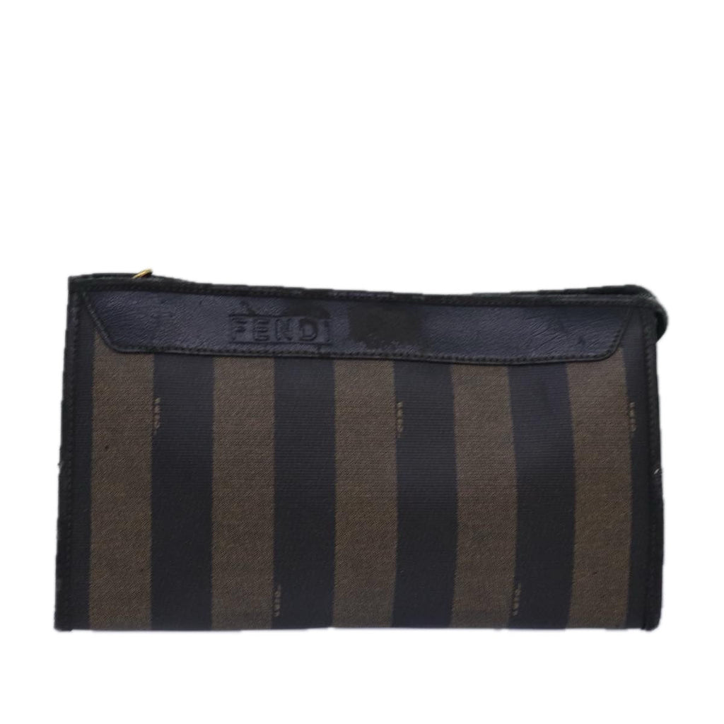 FENDI Pecan Canvas Clutch Bag Black Brownti1705