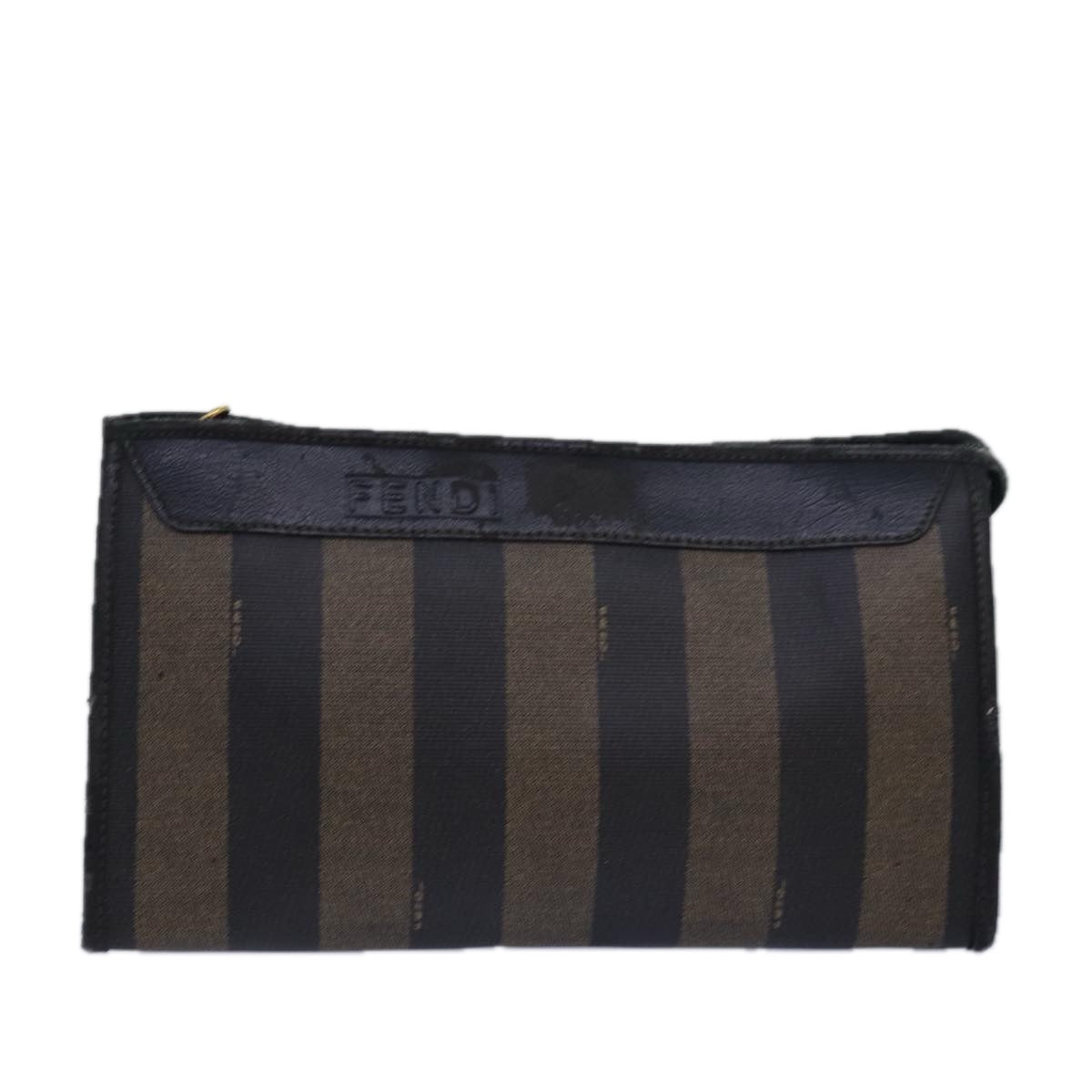 FENDI Pecan Canvas Clutch Bag Black Brownti1705