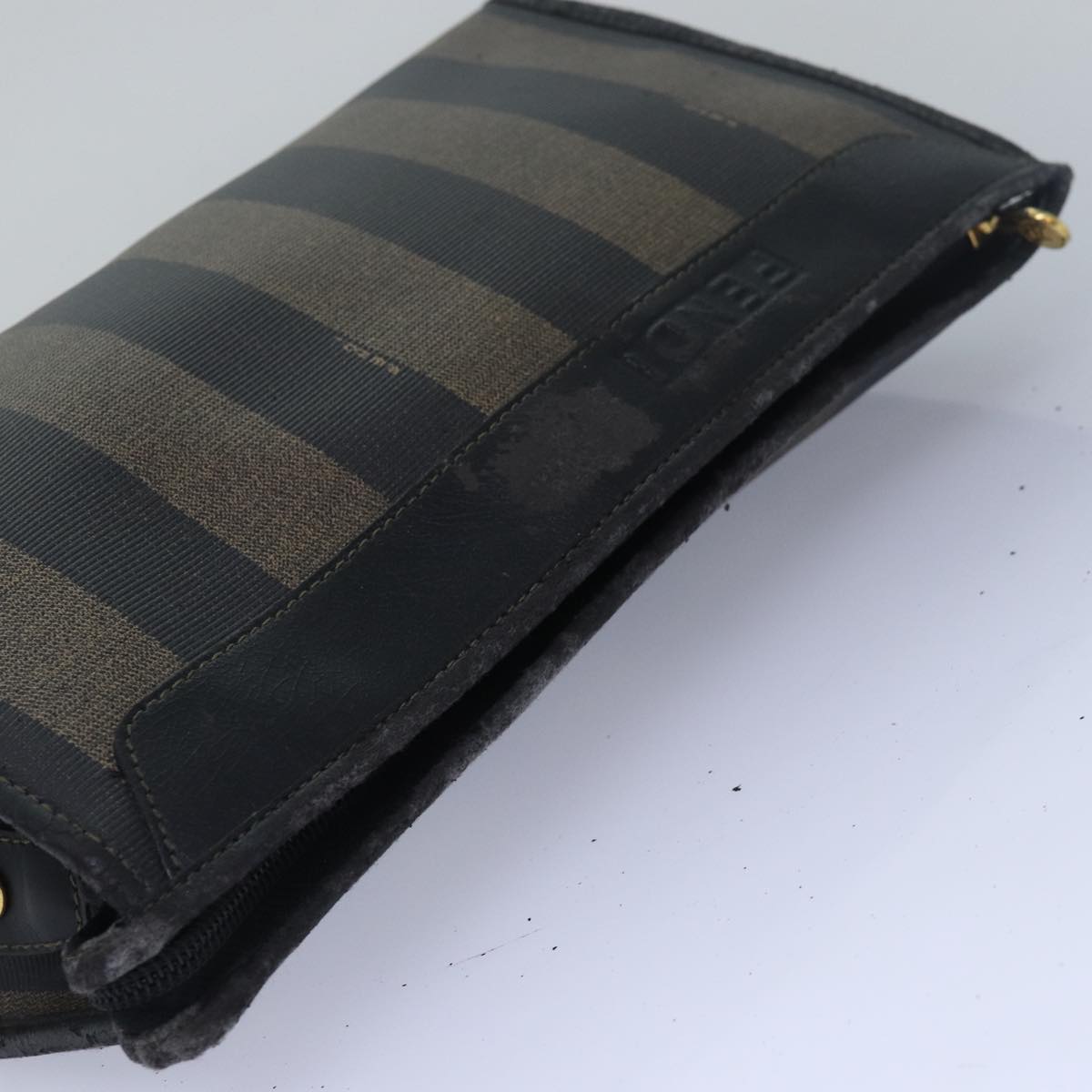 FENDI Pecan Canvas Clutch Bag Black Brownti1705