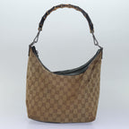 FENDI Gucci Bamboo GG Canvas Pecan Canvas Hand Bag 2Set Beige Blackti1766