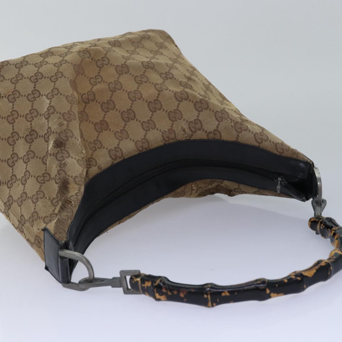 FENDI Gucci Bamboo GG Canvas Pecan Canvas Hand Bag 2Set Beige Blackti1766