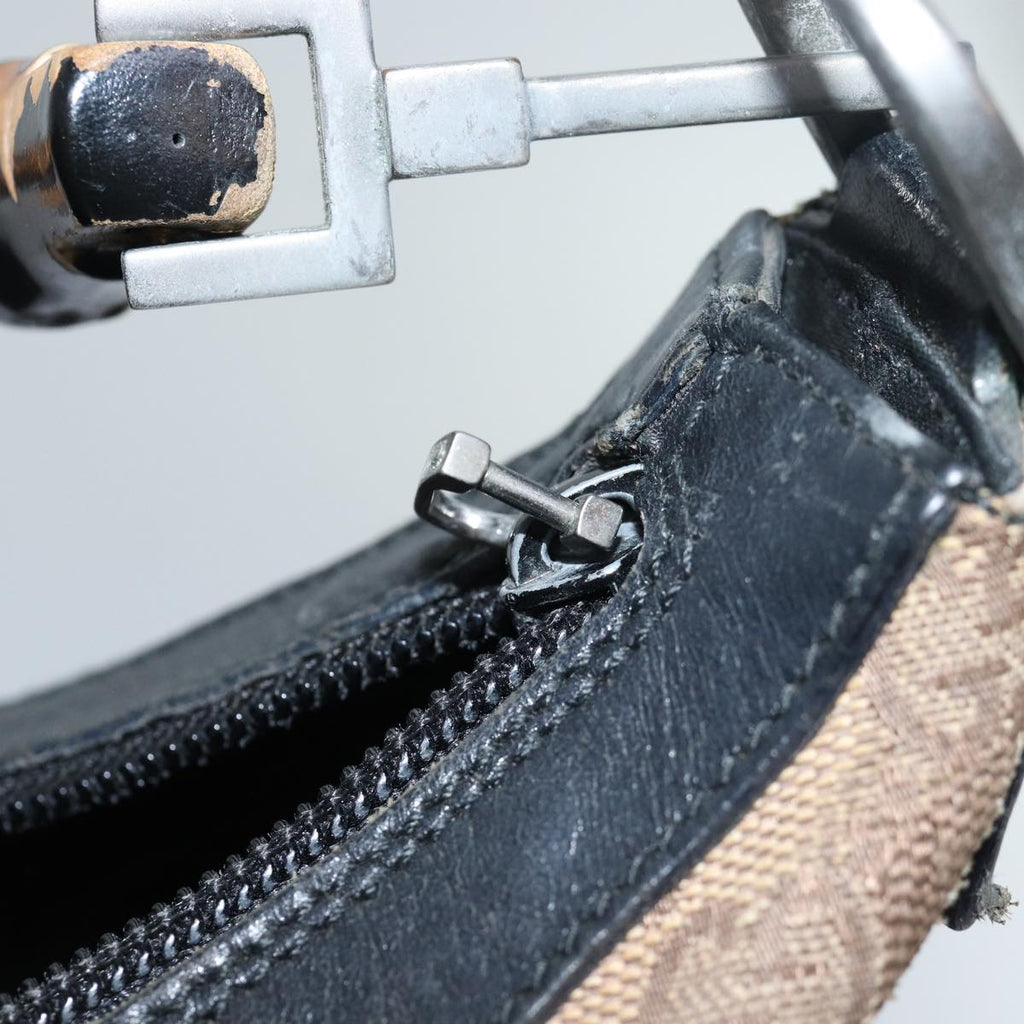 FENDI Gucci Bamboo GG Canvas Pecan Canvas Hand Bag 2Set Beige Blackti1766