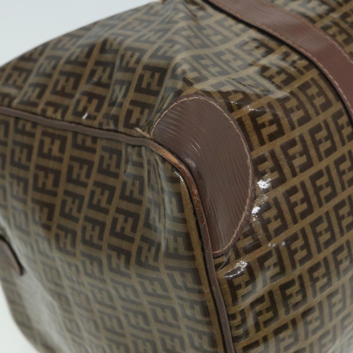 FENDI Zucchino Canvas Boston Bag Vintage Brownti1787