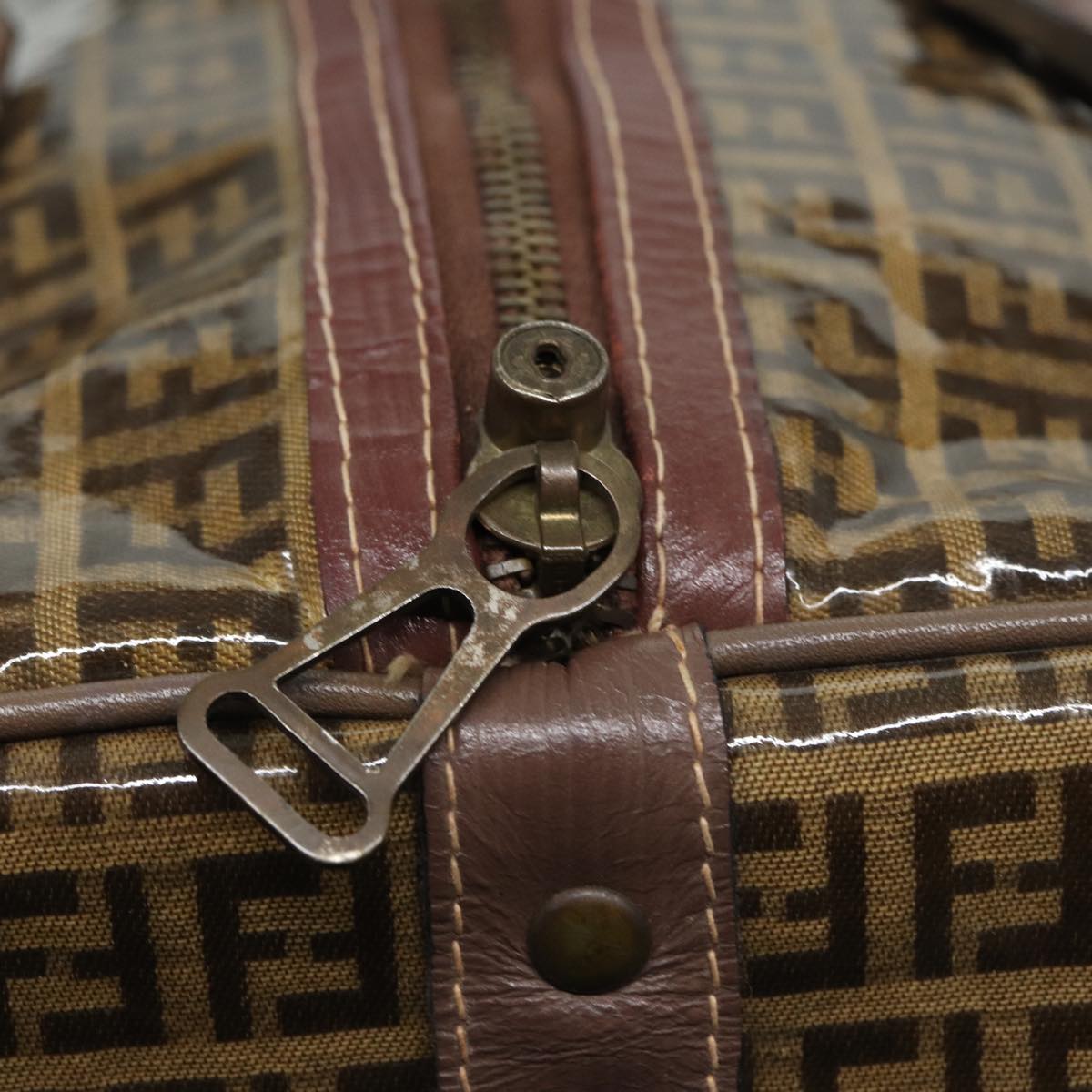 FENDI Zucchino Canvas Boston Bag Vintage Brownti1787