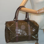 FENDI Zucchino Canvas Boston Bag Vintage Brownti1787