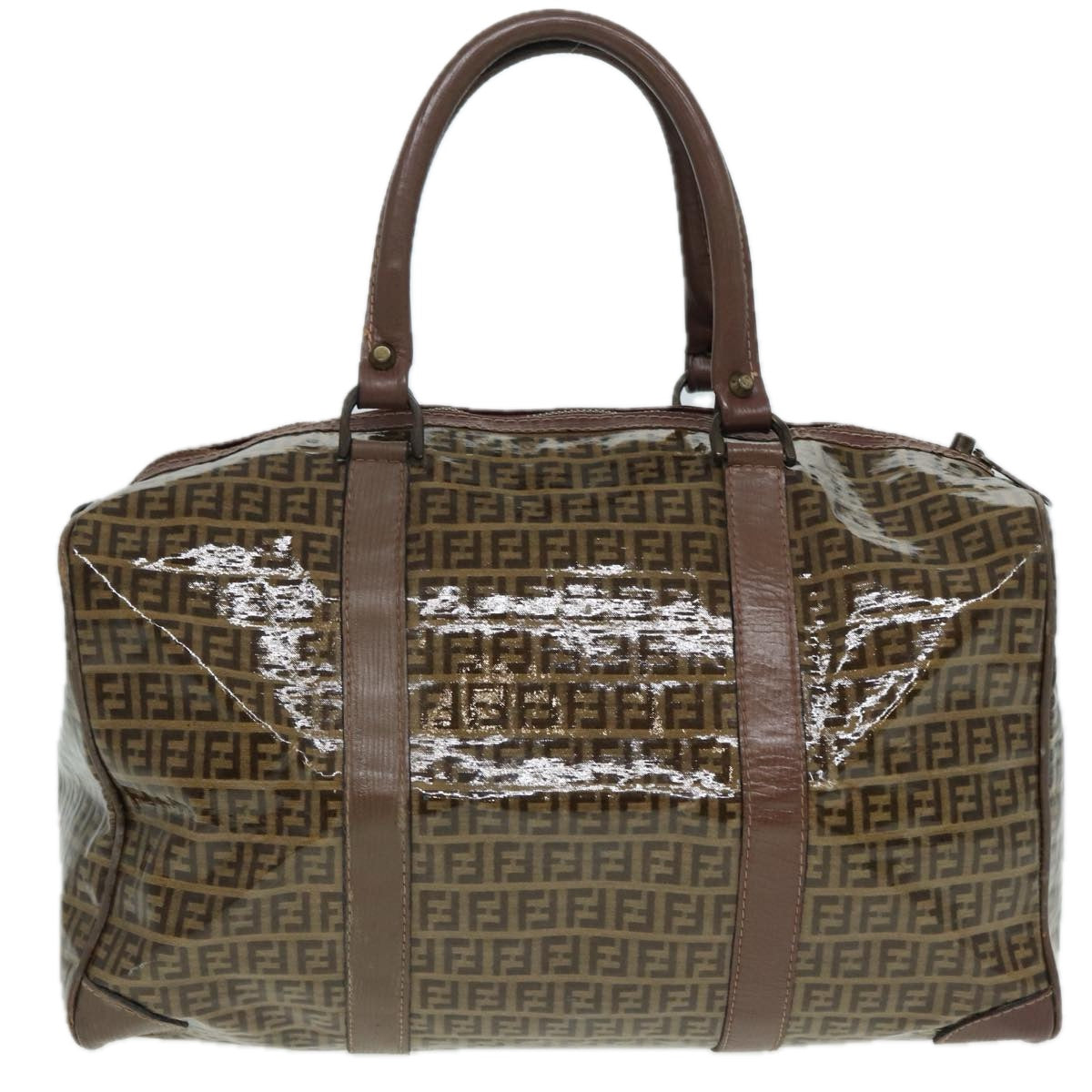 FENDI Zucchino Canvas Boston Bag Vintage Brownti1787