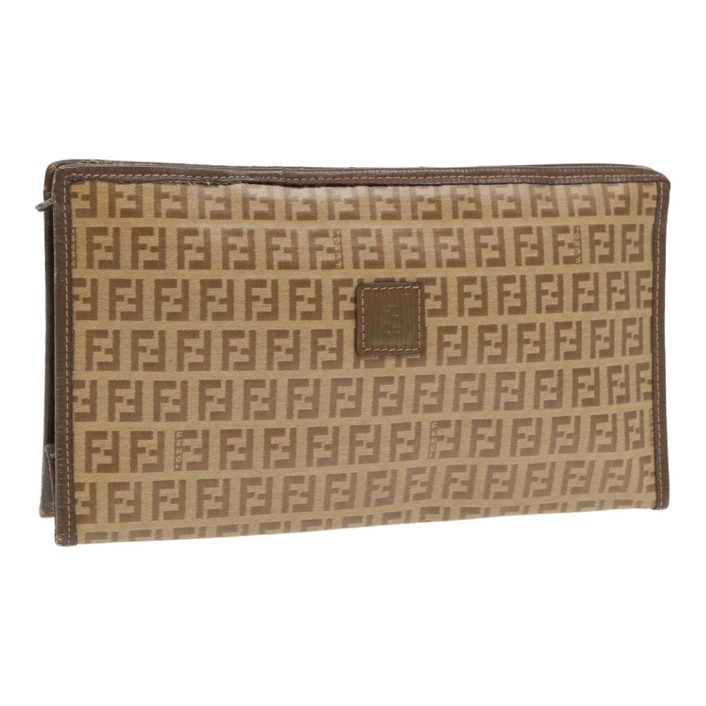FENDI Zucchino Canvas Clutch Bag Beigeti1837