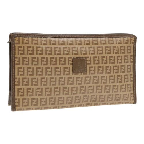 FENDI Zucchino Canvas Clutch Bag Beigeti1837