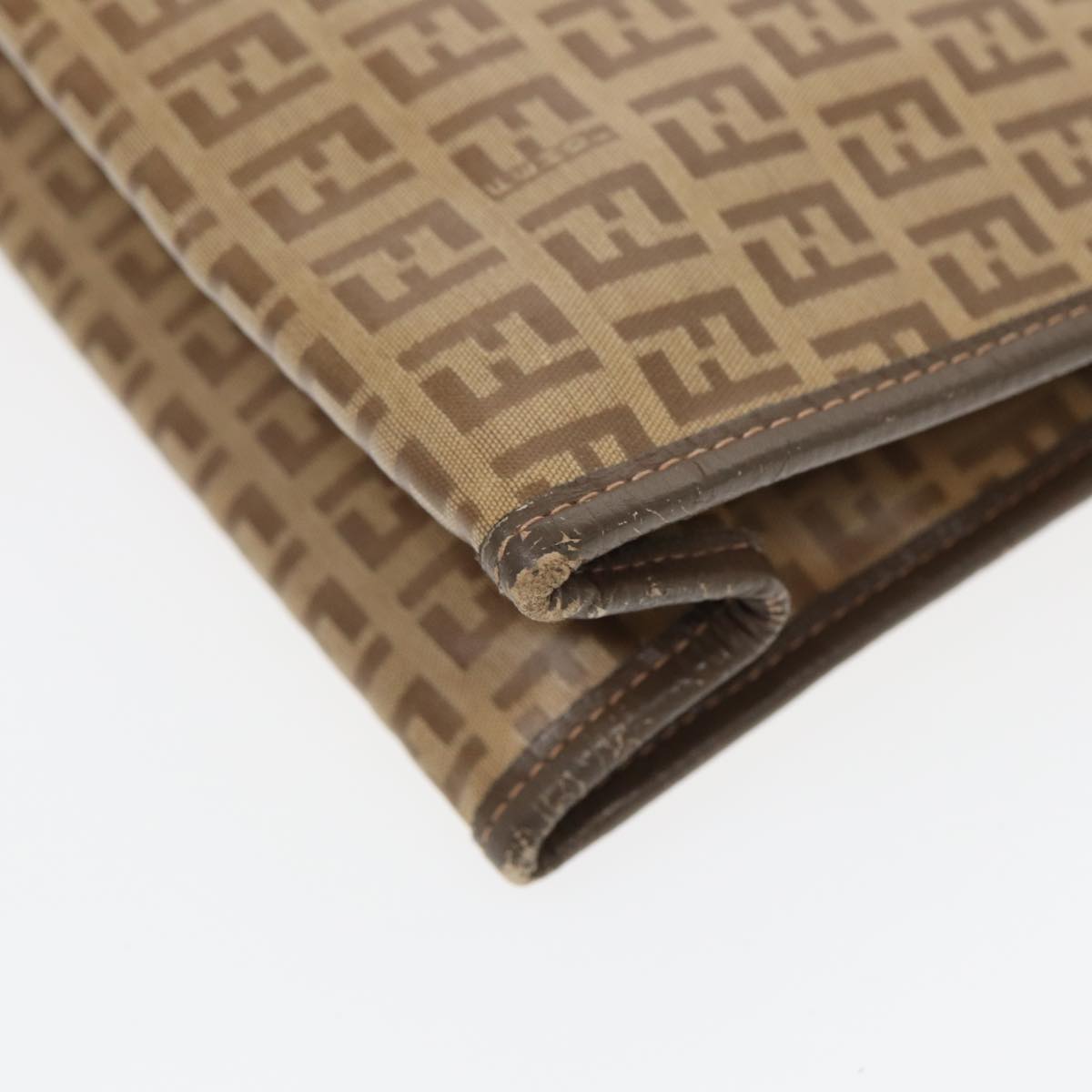 FENDI Zucchino Canvas Clutch Bag Beigeti1837