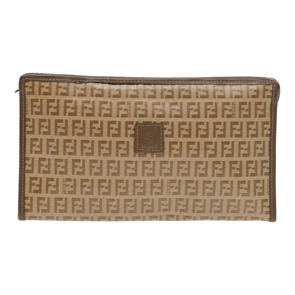 FENDI Zucchino Canvas Clutch Bag Beigeti1837
