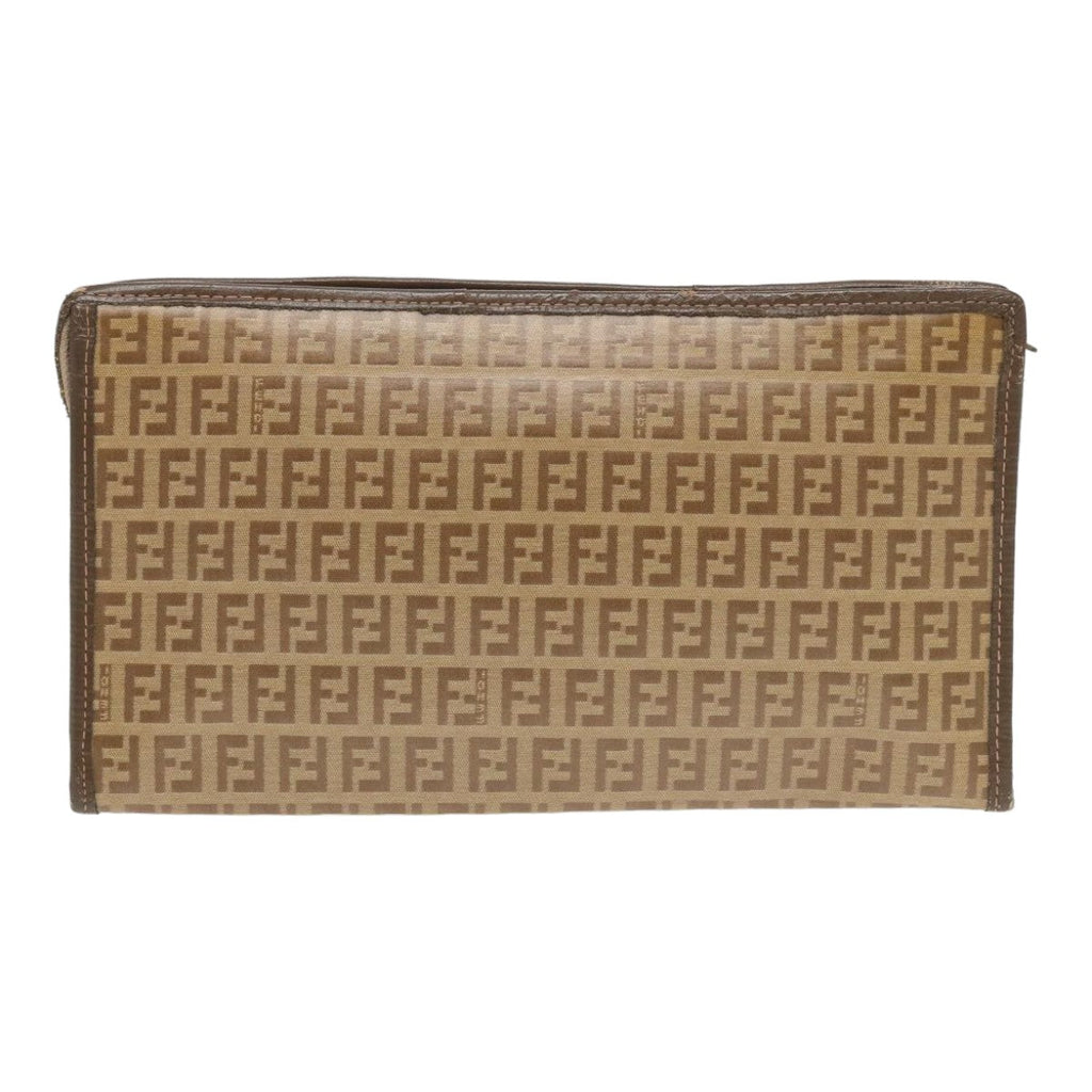 FENDI Zucchino Canvas Clutch Bag Beigeti1837