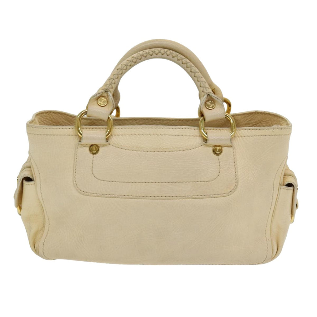 CELINE Boogie bag Hand Bag Leather Beige Auth ti1845