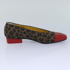 FENDI Leopard pumps shoes Canvas Leather 37.5 Brown Redti1874
