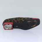 FENDI Leopard pumps shoes Canvas Leather 37.5 Brown Redti1874