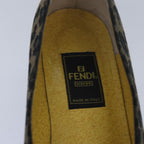 FENDI Leopard pumps shoes Canvas Leather 37.5 Brown Redti1874