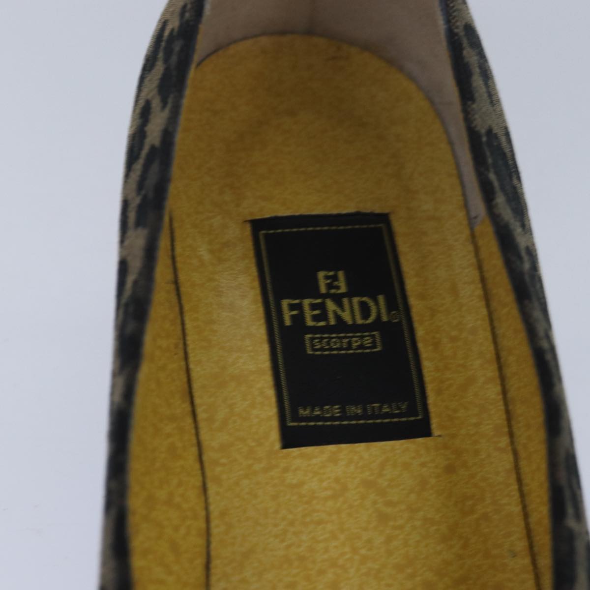 FENDI Leopard pumps shoes Canvas Leather 37.5 Brown Redti1874