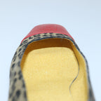 FENDI Leopard pumps shoes Canvas Leather 37.5 Brown Redti1874