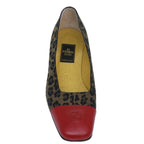 FENDI Leopard pumps shoes Canvas Leather 37.5 Brown Redti1874