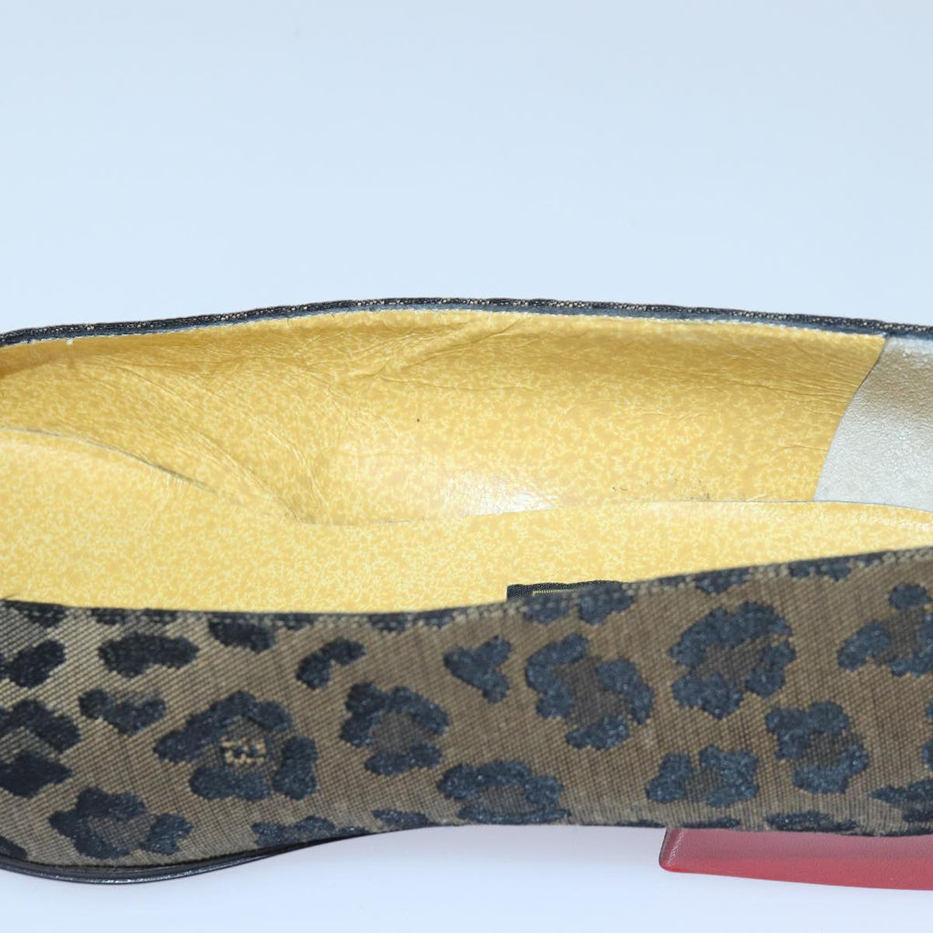 FENDI Leopard pumps shoes Canvas Leather 37.5 Brown Redti1874