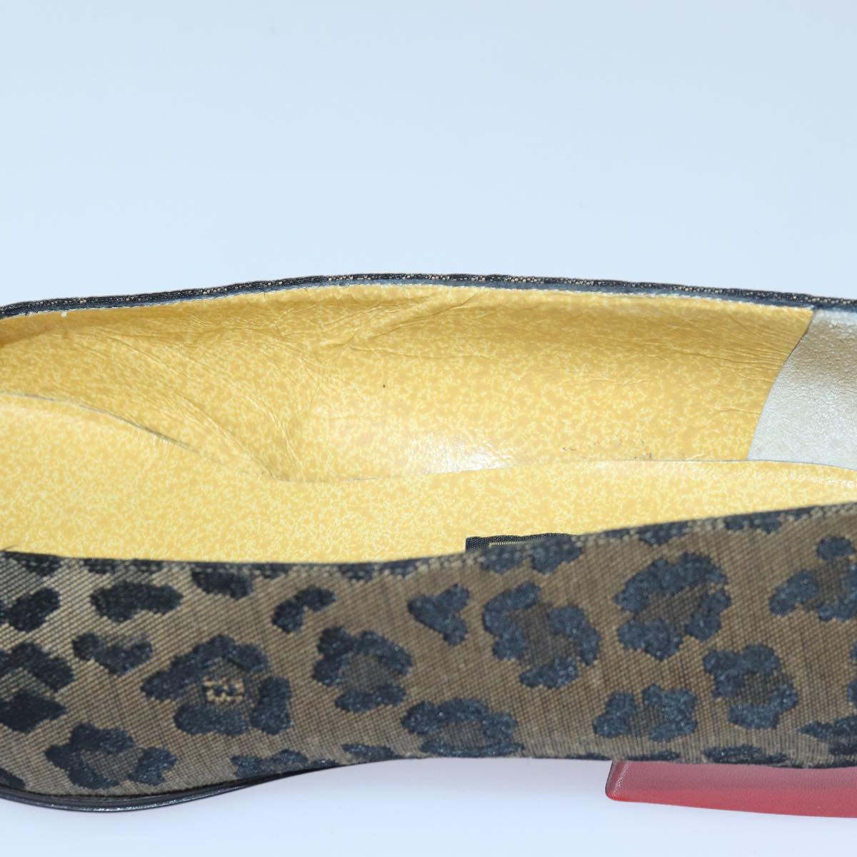 FENDI Leopard pumps shoes Canvas Leather 37.5 Brown Redti1874