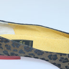 FENDI Leopard pumps shoes Canvas Leather 37.5 Brown Redti1874