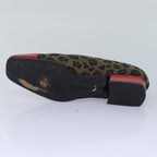 FENDI Leopard pumps shoes Canvas Leather 37.5 Brown Redti1874
