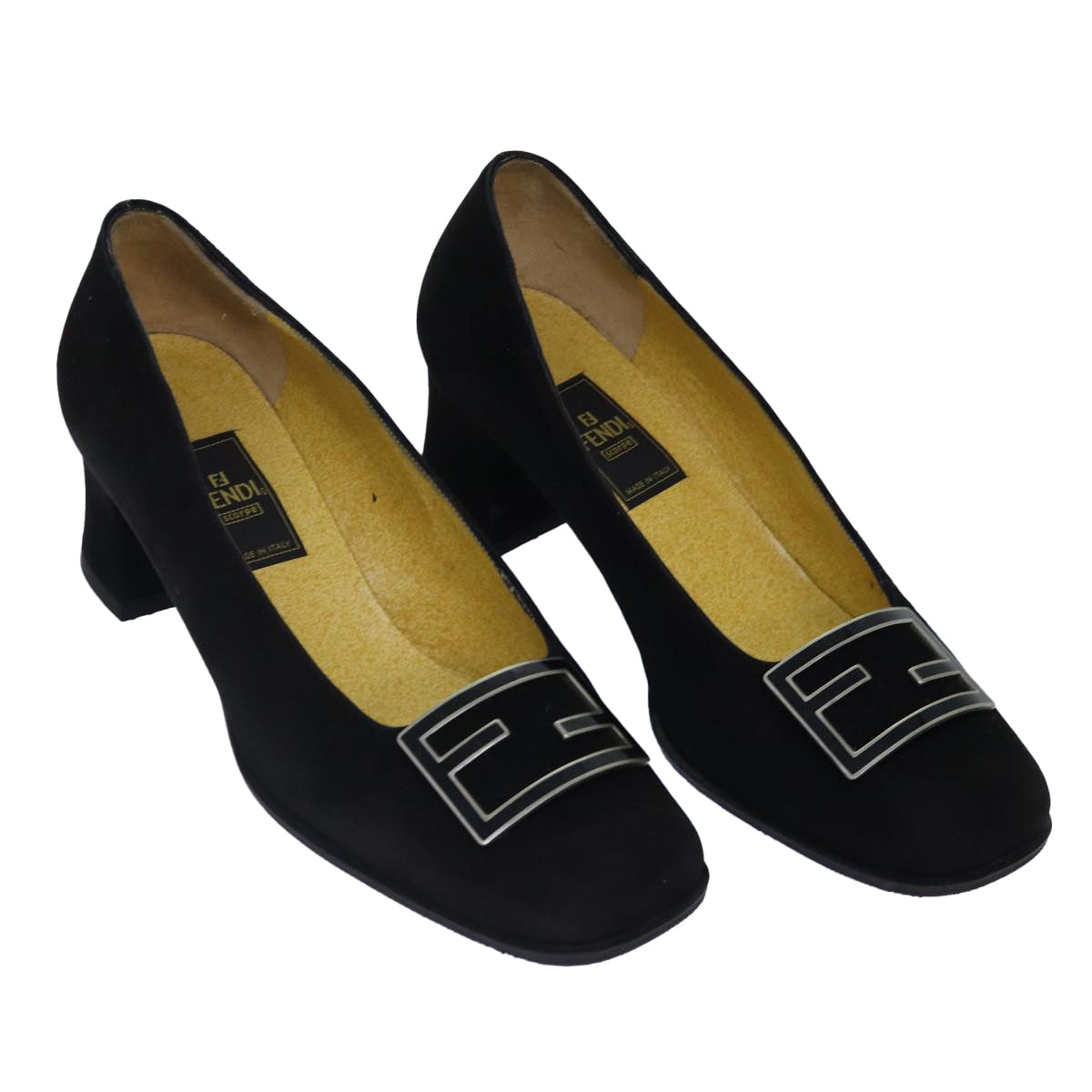 FENDI Pumps 36 1/2 pumps Suede Leather Black Silverti1921