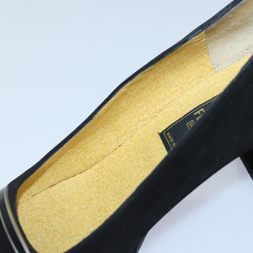 FENDI Pumps 36 1/2 pumps Suede Leather Black Silverti1921
