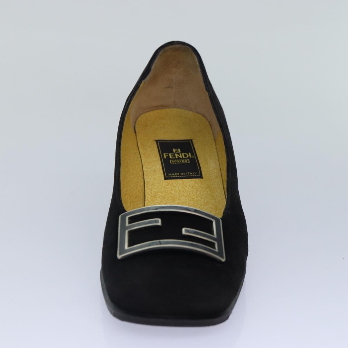 FENDI Pumps 36 1/2 pumps Suede Leather Black Silverti1921