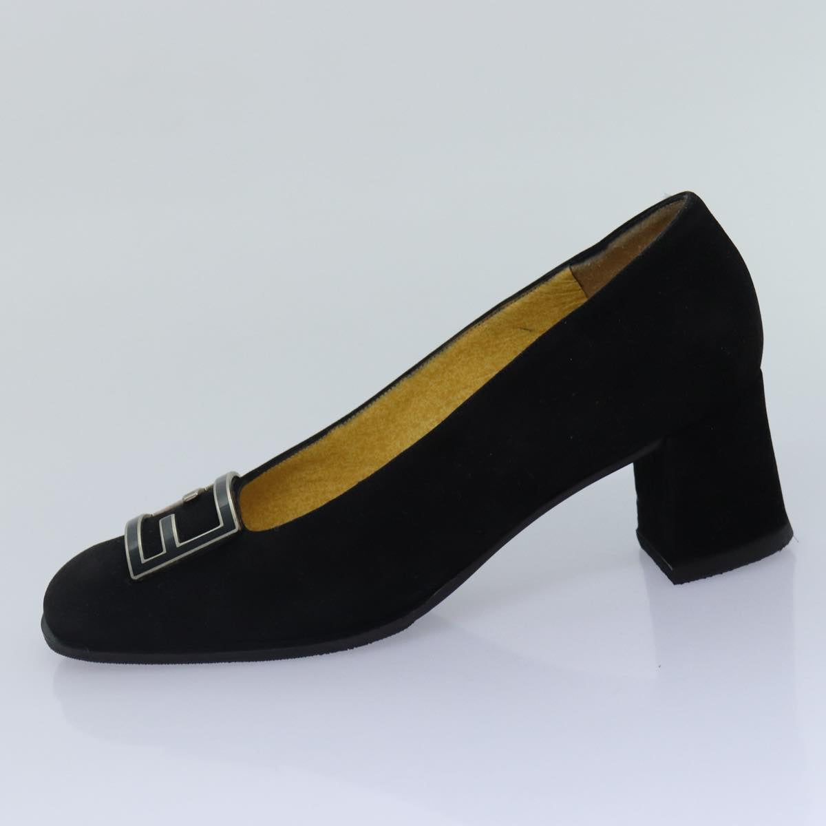 FENDI Pumps 36 1/2 pumps Suede Leather Black Silverti1921