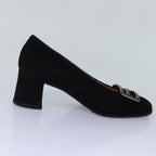 FENDI Pumps 36 1/2 pumps Suede Leather Black Silverti1921