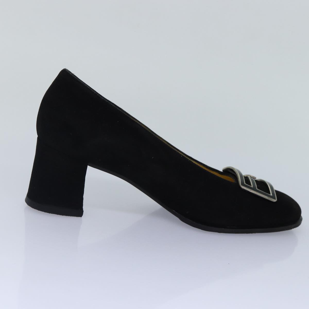 FENDI Pumps 36 1/2 pumps Suede Leather Black Silverti1921