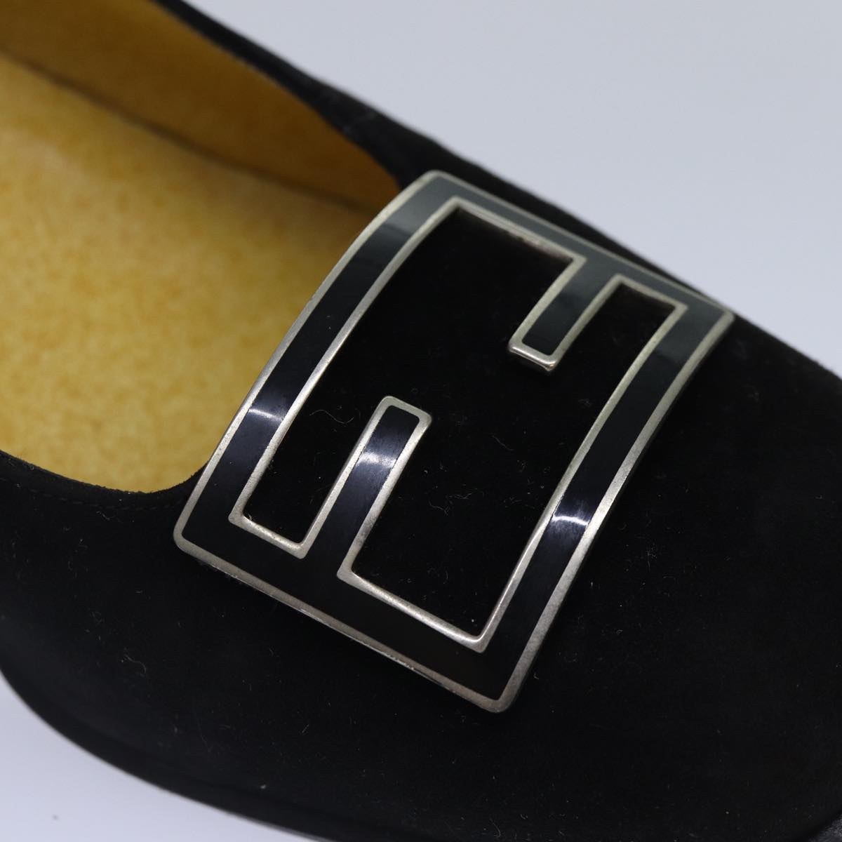 FENDI Pumps 36 1/2 pumps Suede Leather Black Silverti1921