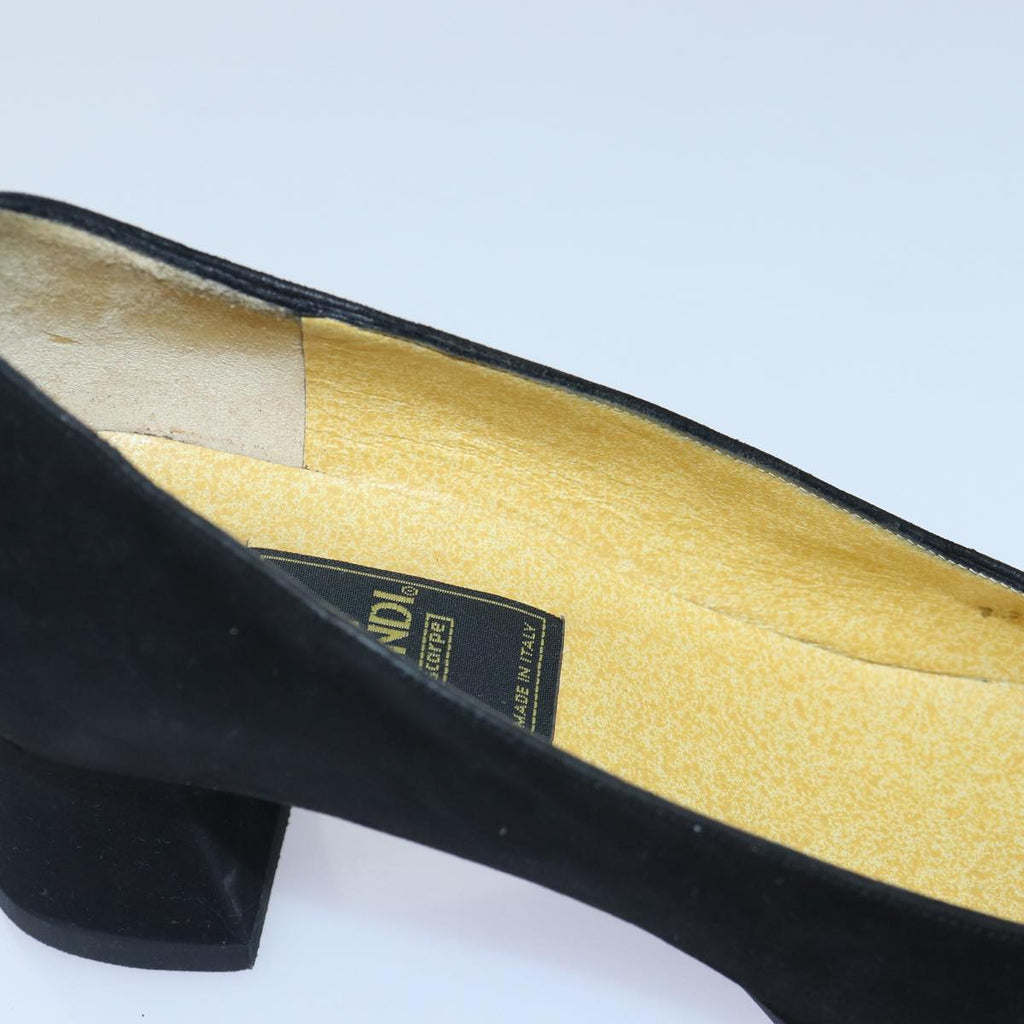 FENDI Pumps 36 1/2 pumps Suede Leather Black Silverti1921