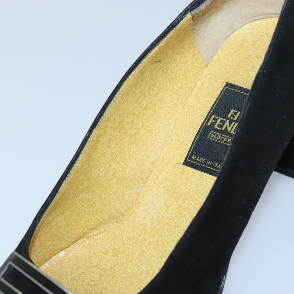 FENDI Pumps 36 1/2 pumps Suede Leather Black Silverti1921