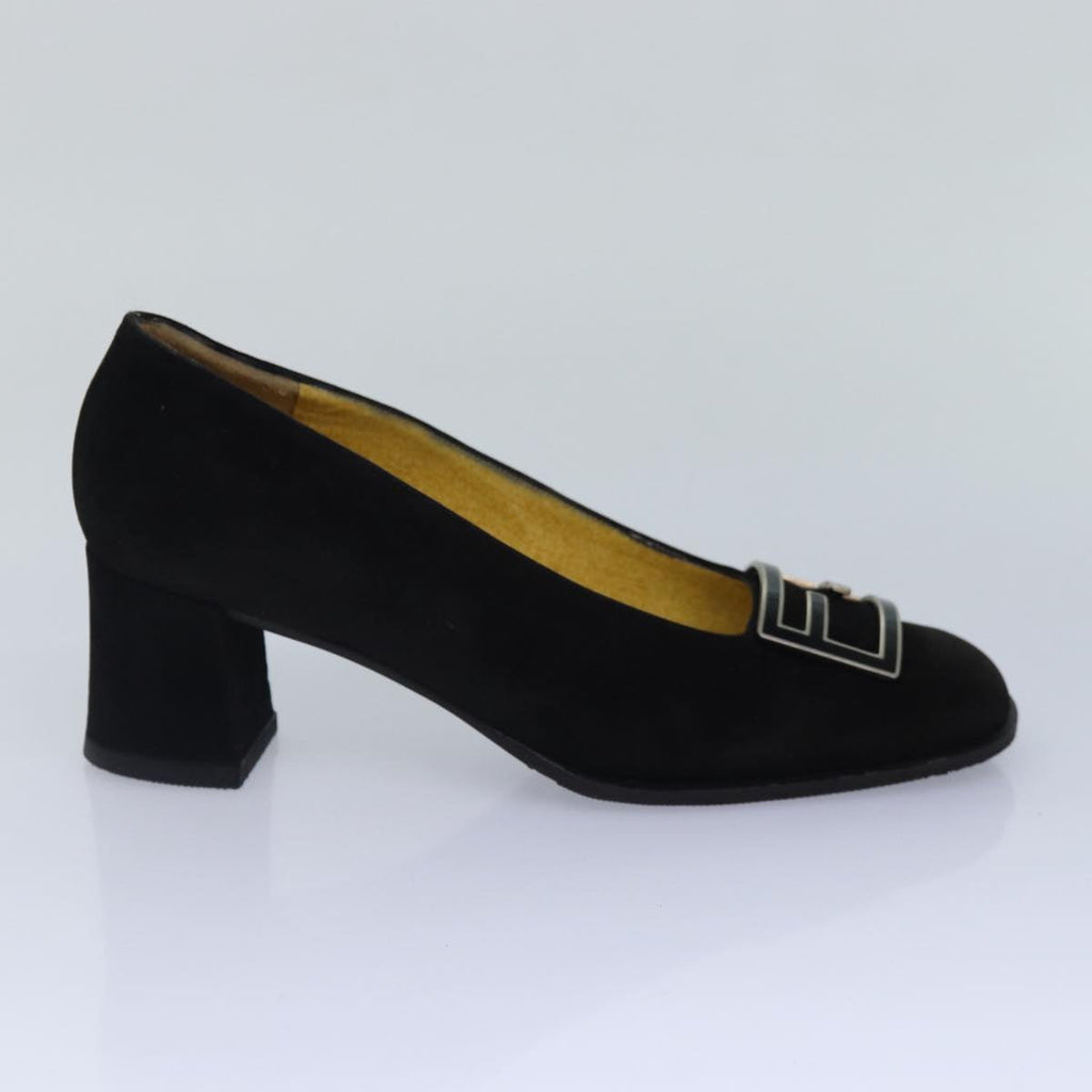 FENDI Pumps 36 1/2 pumps Suede Leather Black Silverti1921